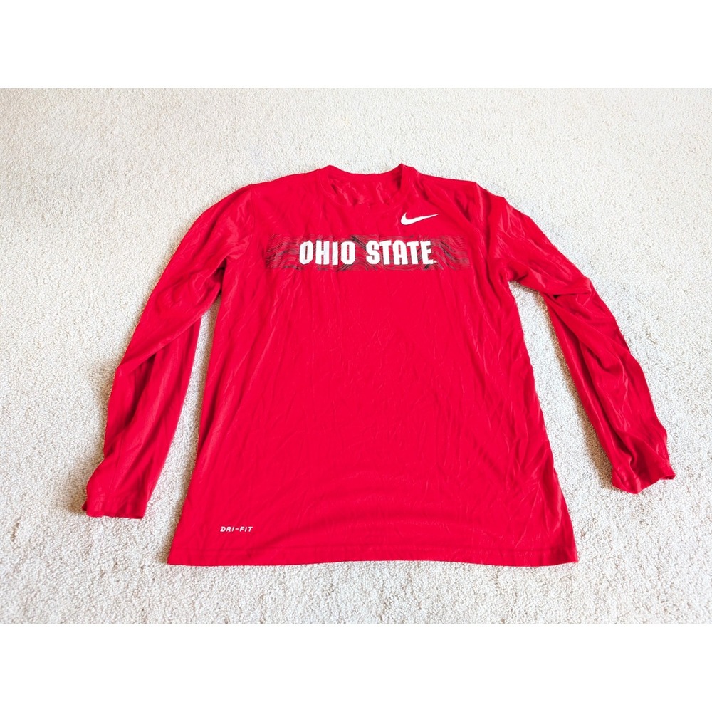 Nike Ohio State Buckeyes Womens Medium Red Dri-Fit Long Sleeve Shirt Legend